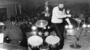 Atonal Syndrome. A concert in Riga. From left to right Oleg   Gorbarenko, Alexander Aksenov and Michael Zhukov. 1984